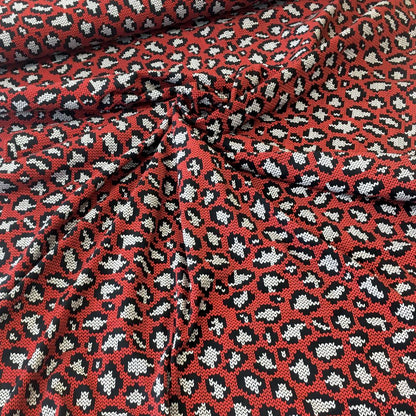 Knit and Purl Leopard Spots Red Jersey Print - Frumble Fabrics