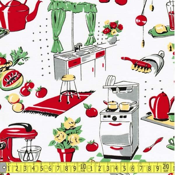 Fifties Kitchen Cream - Frumble Fabrics