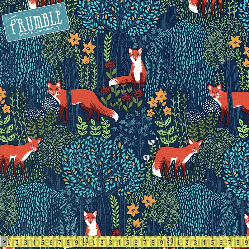 Foxes Into The Woods Nite Navy - Frumble Fabrics