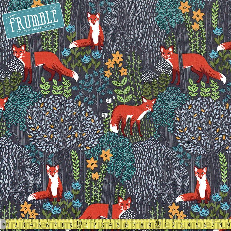 Foxes Into The Woods Dusk Grey - Frumble Fabrics