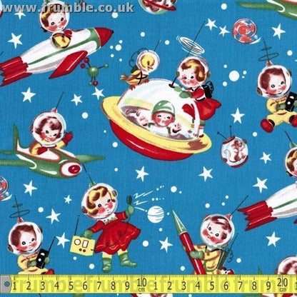 Retro Rocket Rascal Multi - Frumble Fabrics
