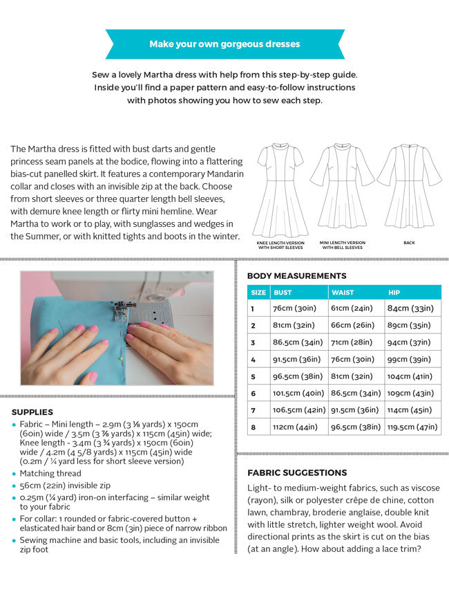 1011 Martha Dress - Tilly and the Buttons Pattern - Frumble Fabrics