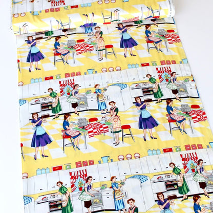 Michael Miller Home Ec Retro Kitchen 50s Pin Up Sewing Fabric