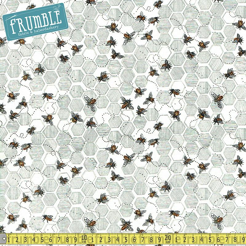 Bee Kind Honeycomb & Bees Ecru - Frumble Fabrics
