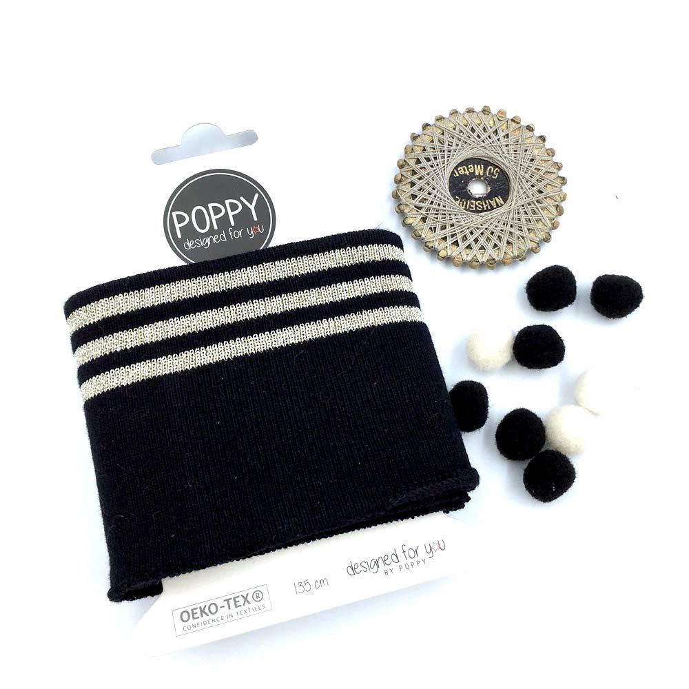 Cuffs by Poppy - Black Gold Sparkle - Frumble Fabrics