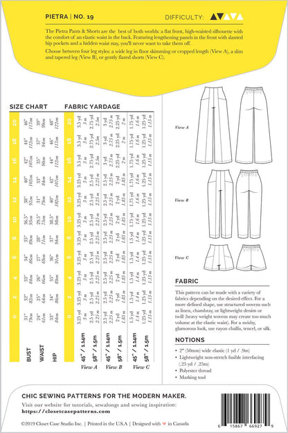 Pietra Pants & Shorts By Closet Case Patterns - Frumble Fabrics