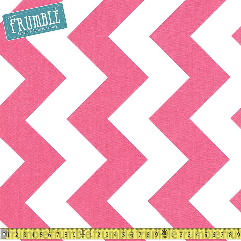 Large Chevron White & Hot Pink - Frumble Fabrics