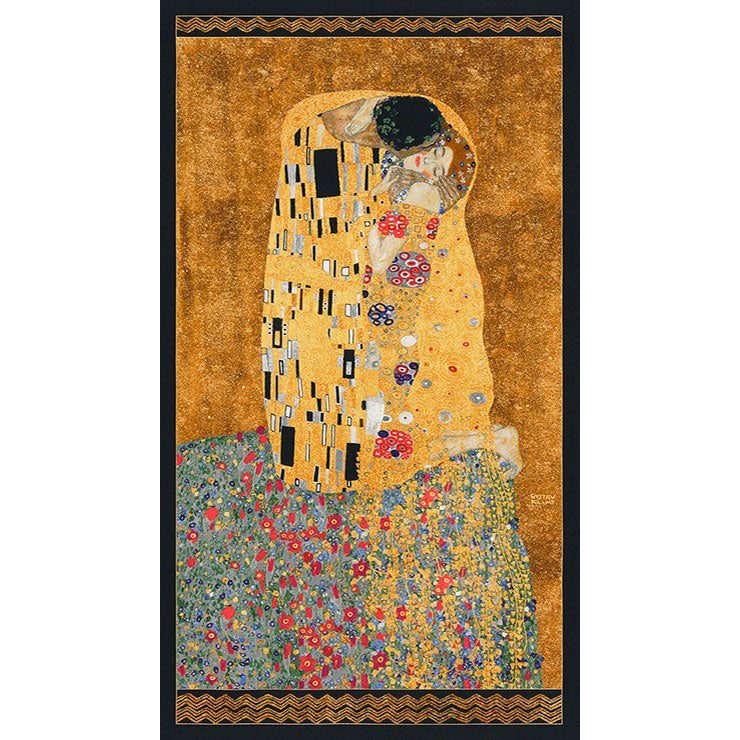 Gustav Klimt The Kiss Metallic Gold Panel - Frumble Fabrics