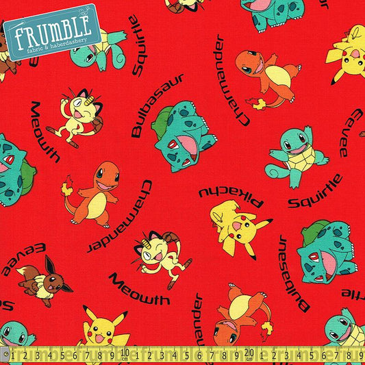 Pokemon Characters Red - Frumble Fabrics
