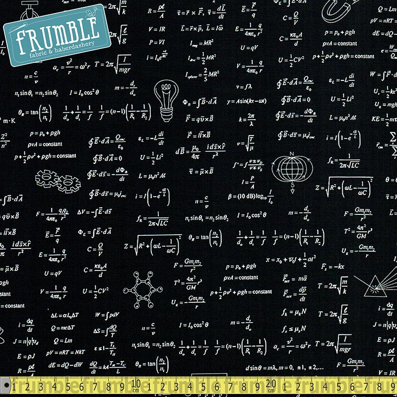 Science Fair 2 New Calculations Black - Frumble Fabrics
