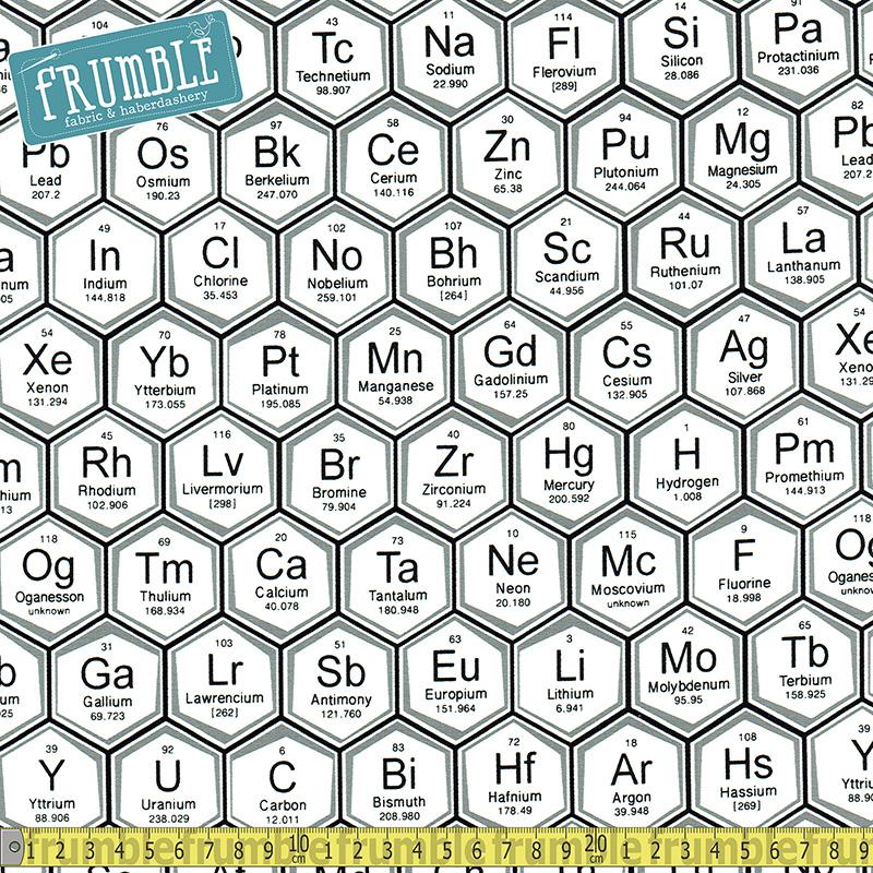 Science Fair 2 Periodic Table Hexagons White - Frumble Fabrics