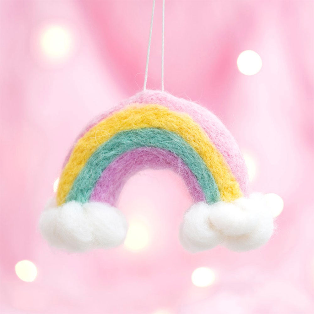 Wonderland Rainbow and Clouds Wool Felt Decoration