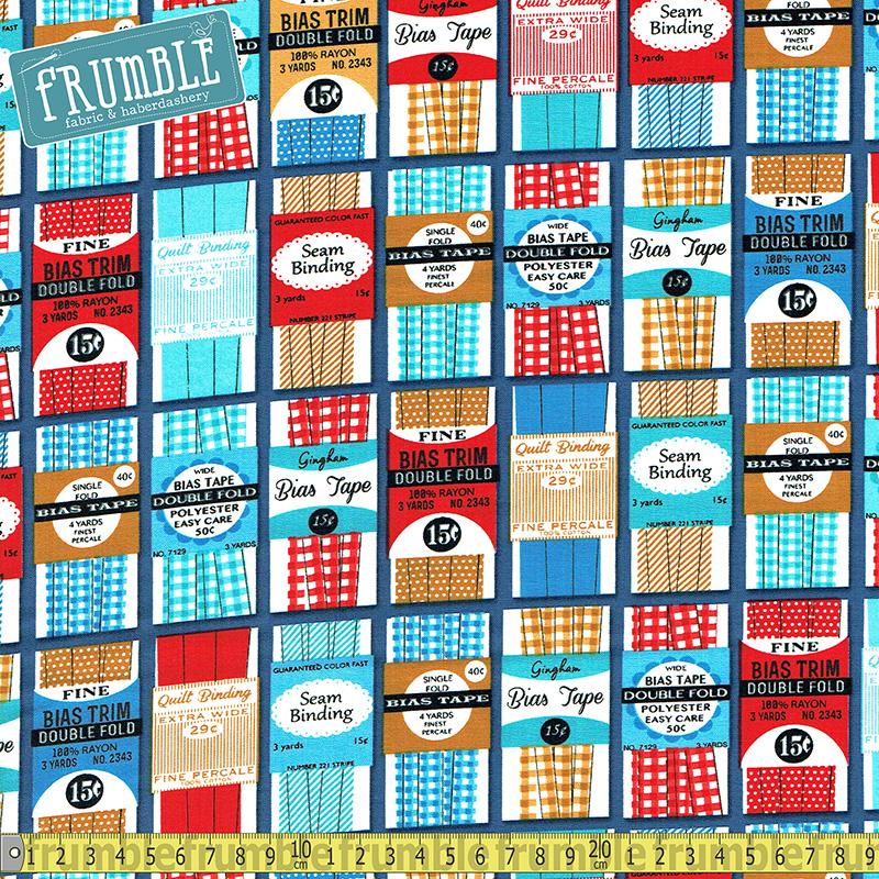 Grans Sewing Basket Bias Pack Blue - Frumble Fabrics