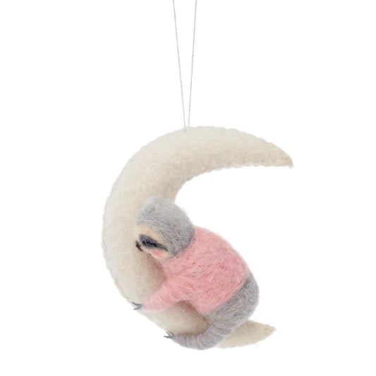 Sloth On the Moon Felt Decoration