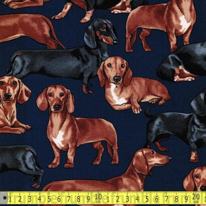Dachshunds Navy - Frumble Fabrics