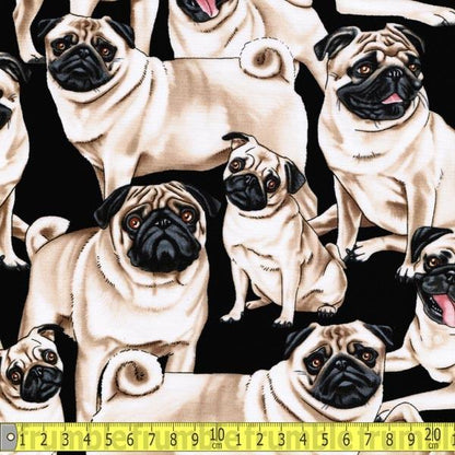 Pugs Black - Frumble Fabrics