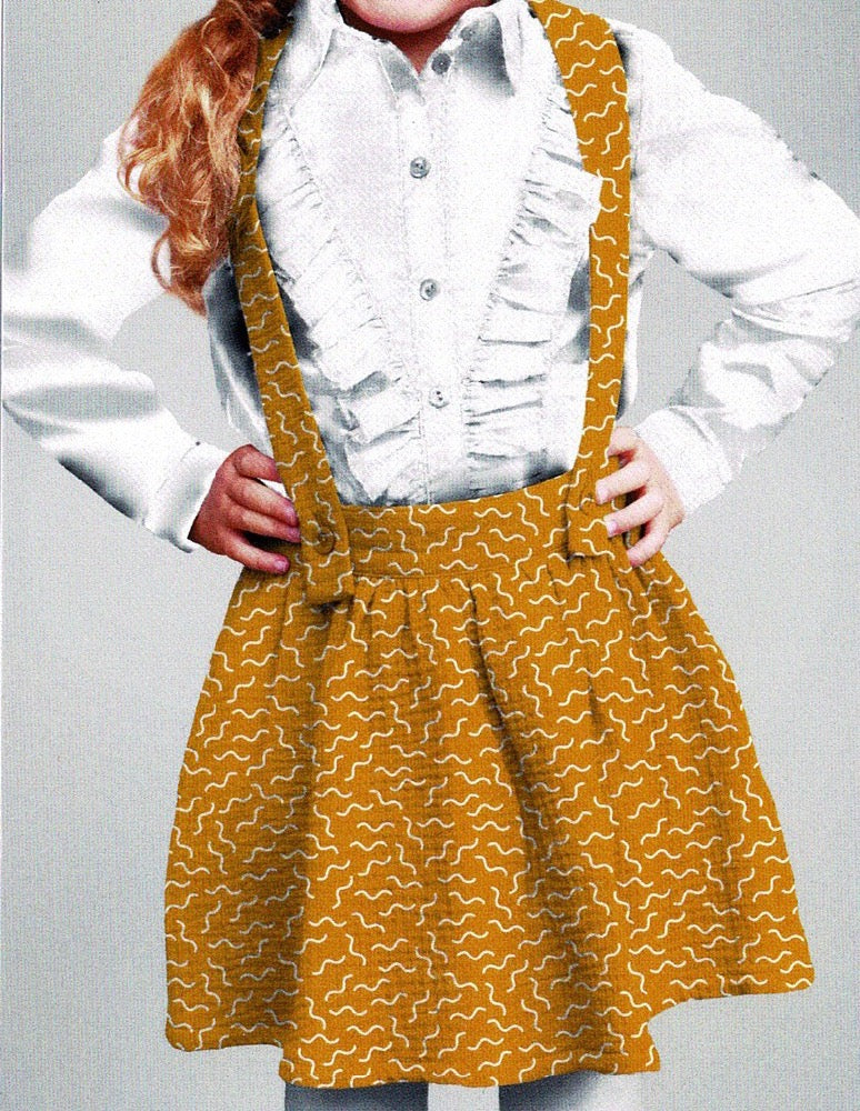 Squiggle Wiggles Double Gauze Mustard - Frumble Fabrics