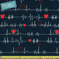 Calling All Nurses Heart Beat Navy - Frumble Fabrics