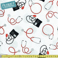 Calling All Nurses Stethoscopes White - Frumble Fabrics