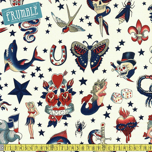Tattoo Tint/Red/Blue - Frumble Fabrics