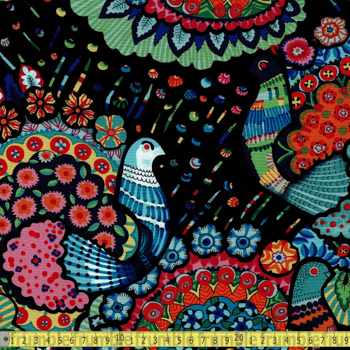 Alexander Henry - Folklorico - El Pollo Black Sewing and Dressmaking Fabric