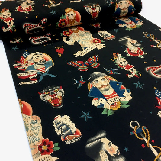 Anchors Away Black - Frumble Fabrics