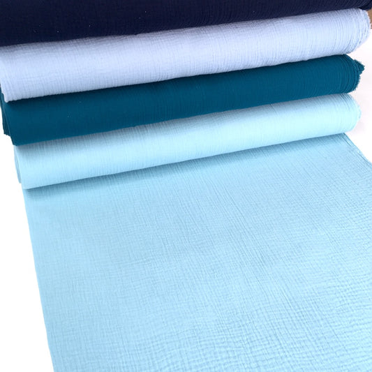 Organic Double Gauze - GOTS Muslin Solids - Aqua Blue