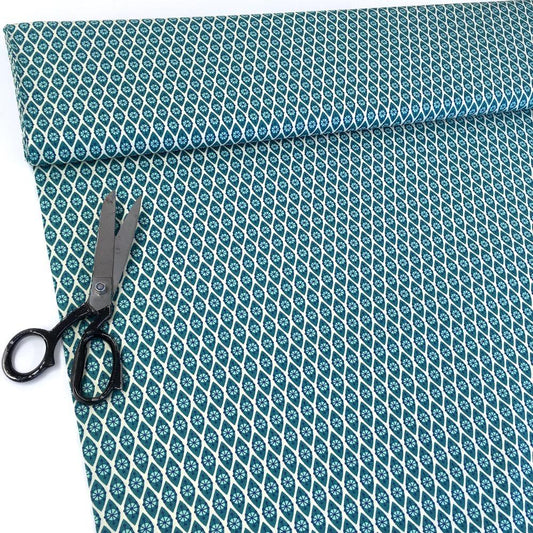 Atomic Shields - Hamburger Liebe Organic Cotton Poplin - Dark Teal Sewing and Dressmaking Fabric