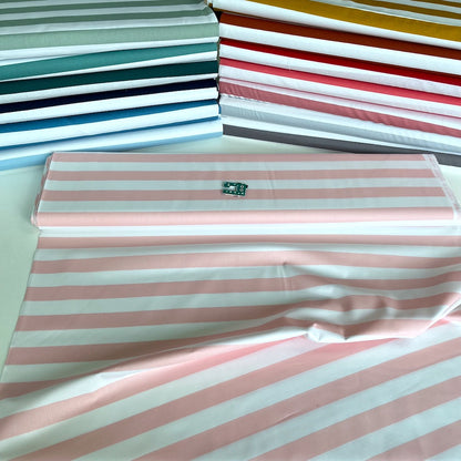 25mm Beach Stripe - Cotton Poplin - Baby Pink