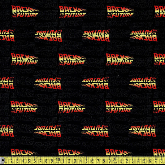 Back To The Future Movie Logo - Korean Woven Fabric - Black Sewing and Dressmaking Fabric