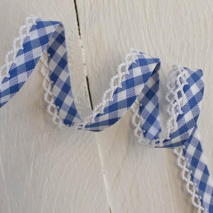 Woven Gingham Lace Edge Bias Binding 5 metres - Frumble Fabrics