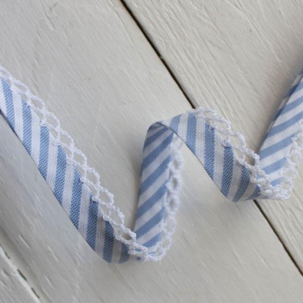 Stripe Lace Edge Bias Binding 5 metres - Frumble Fabrics