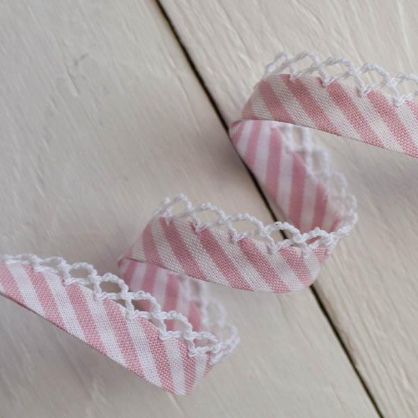 Stripe Lace Edge Bias Binding 5 metres - Frumble Fabrics