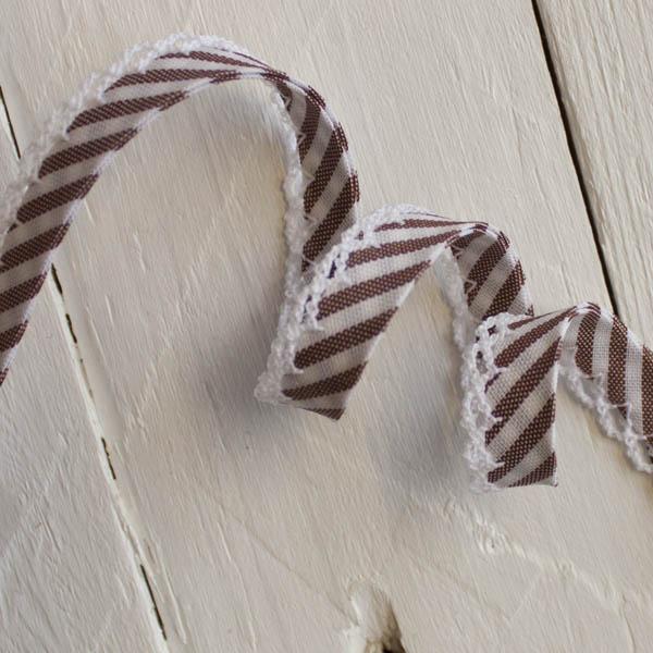 Stripe Lace Edge Bias Binding 5 metres - Frumble Fabrics
