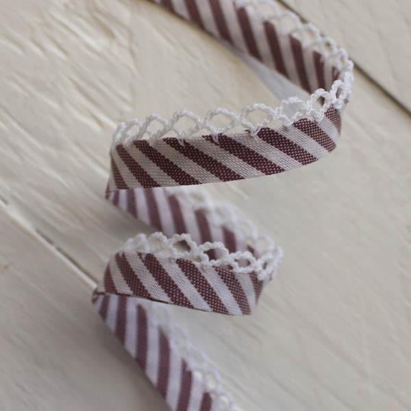 Stripe Lace Edge Bias Binding 5 metres - Frumble Fabrics