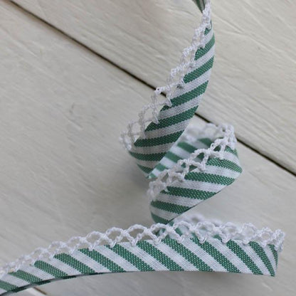 Stripe Lace Edge Bias Binding 5 metres - Frumble Fabrics