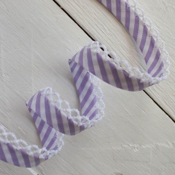 Stripe Lace Edge Bias Binding 5 metres - Frumble Fabrics
