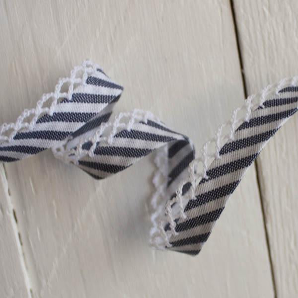Stripe Lace Edge Bias Binding 5 metres - Frumble Fabrics