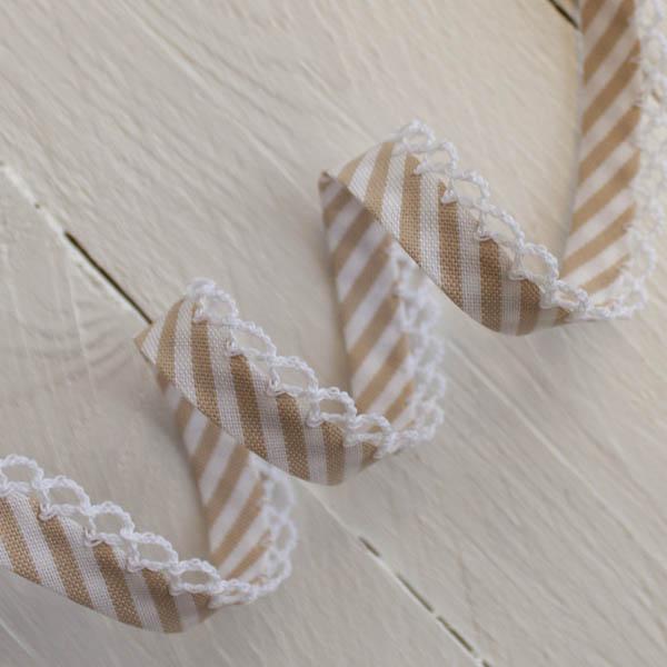 Stripe Lace Edge Bias Binding 5 metres - Frumble Fabrics