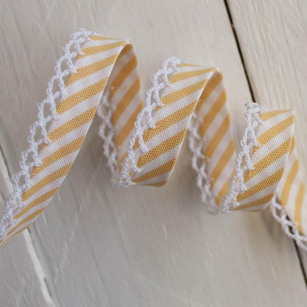 Stripe Lace Edge Bias Binding 5 metres - Frumble Fabrics