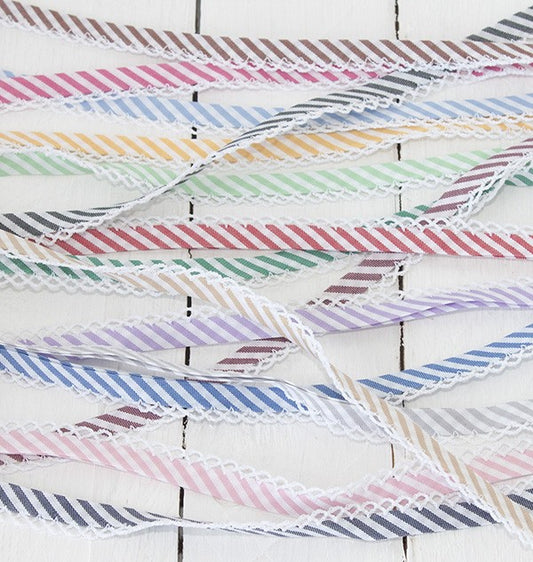 Stripe Lace Edge Bias Binding 5 metres - Frumble Fabrics