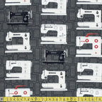 Benartex - Vintage Bernina - Charcoal Sewing and Dressmaking Fabric