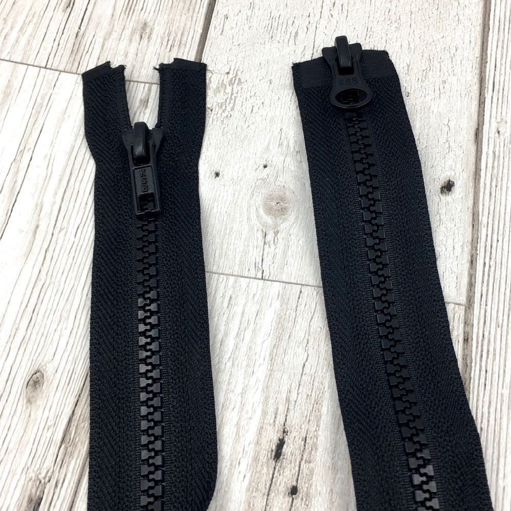24 Inch (61cm) Chunky 2-Way Zip - Black - Frumble Fabrics