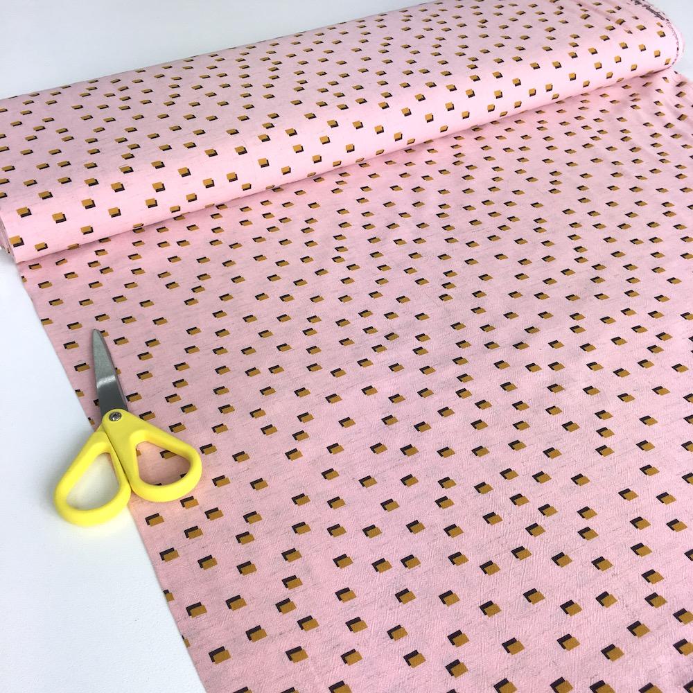 Shadow Blocks Viscose Linen in Pink Mustard Fabric by By Penelope ...