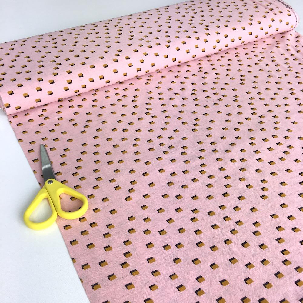 Shadow Blocks Linen Viscose in Pink Mustard - Frumble Fabrics