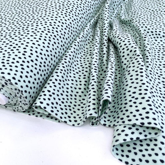 Mini Raindrops Printed Jersey Dots Soft Mint - Frumble Fabrics