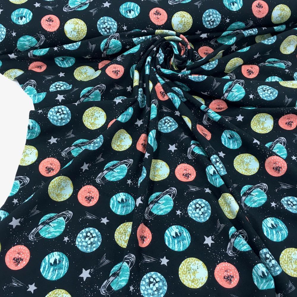 Mars And Venus Space Digital Jersey Black - Frumble Fabrics