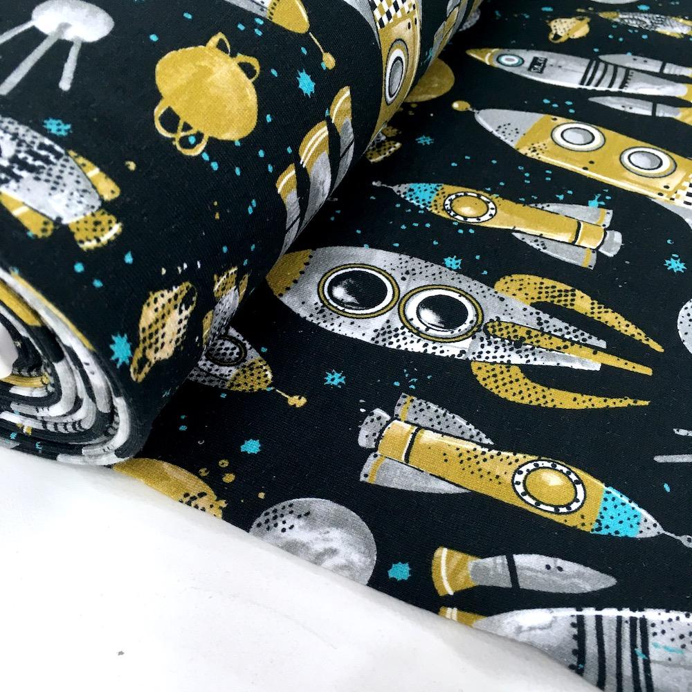 Rocket Science Digital French Terry in Black - Frumble Fabrics