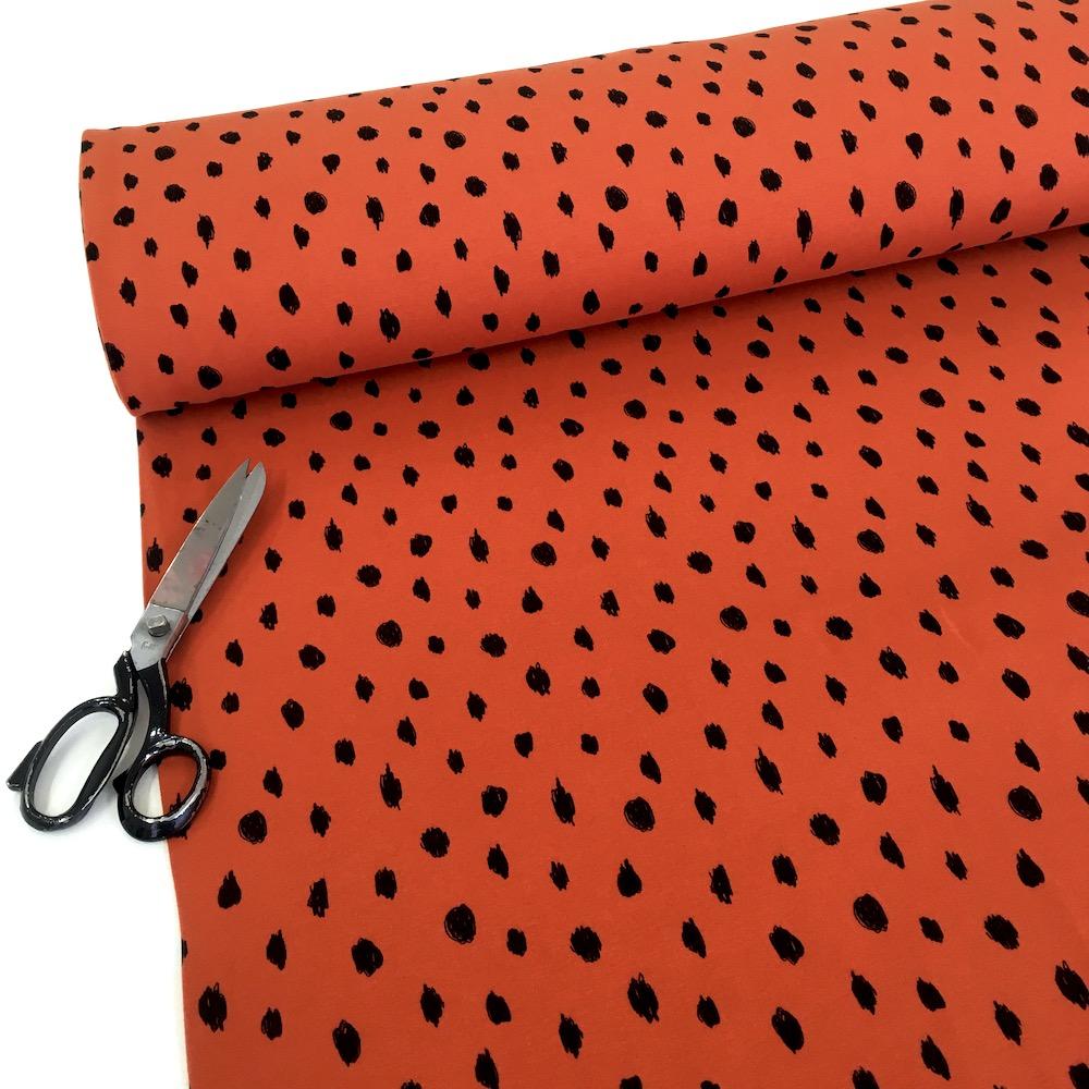 Scribble Dots GOTS Organic Soft Sweat Rust Orange - Frumble Fabrics
