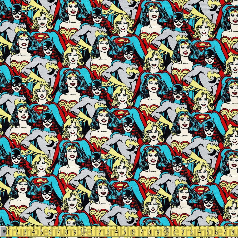 Camelot - Licensed - DC Heroines Stackes Multi Sewing Fabric